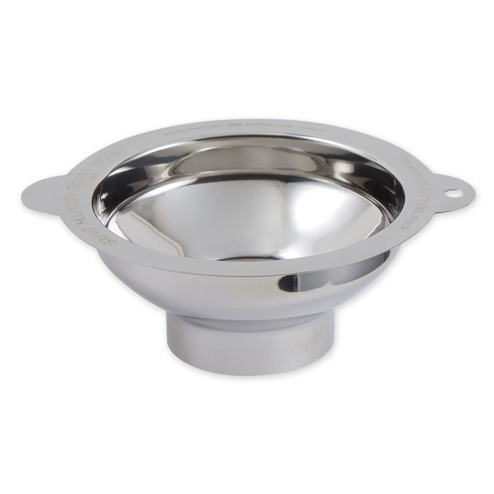 RSVP International Endurance Canning Collection Non-Reactive 18/8 Stainless Steel, Dishwasher Safe, Funnel, Wide Mouth, 2-3/4"