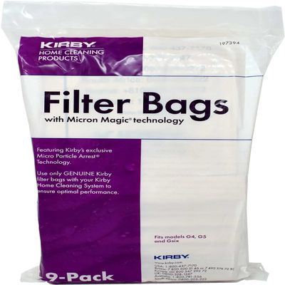 Kirby Vacuum Bags G4, G5, G6  Genuine Micron Magic Filtration, 9-Pack  Part #197394, Universal Fit for Kirby Generation Series