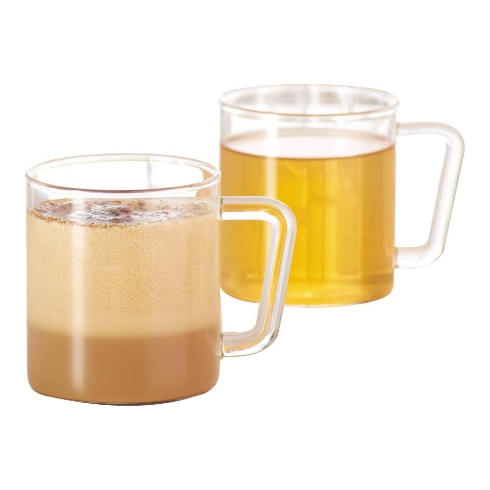 Borosil VCLM305 Vision Classic Large Mug [Set of 4] Clear Lightweight & Durable Drinkware, Drinking Mug For Coffee, Tea, or Latte, Heat Resistant, Dishwasher Safe |10 Ounce Cups