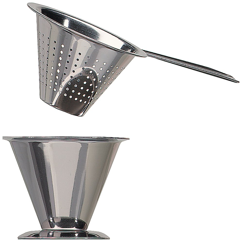 Linden Sweden Traditional Swedish Tea Strainer with Cup - Loose Tea Steeper Made to Fit a Wide Variety of Teacups and Teapots - Made in Sweden - Heavy-Duty Stainless Steel - 2 3/4" x 2 3/4" x 2"