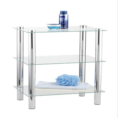 WENKO Tier Organizer with 3 Shelves, Storage, Shelf for Bathroom, Glass, Dimensions (W x H x D): 15.75 x 29.13 x 11.81,Bathroom Shelf Organizer