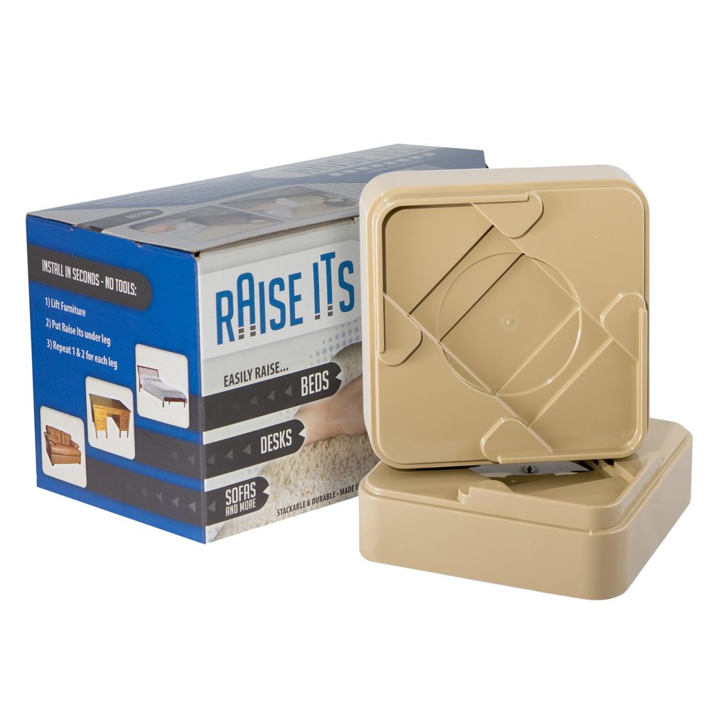 Headwind Raise ITS Furniture Risers Bed Risers, Khaki 1"x4"x4" (8 Count)