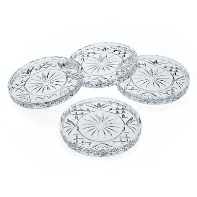 Godinger Dublin Coasters, Barware Coaster, for Drinks, Coasters for Coffee Table, Crystal Glass Bar Coaster, Drinkware & Glassware Decor, Set of 4