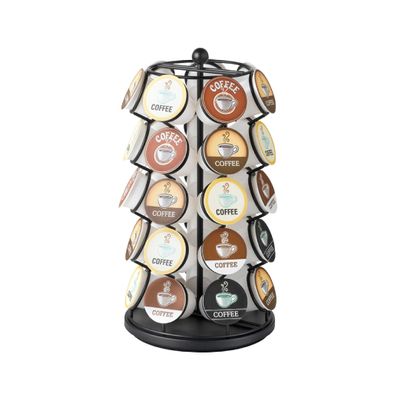 Nifty K Cup Holder  Compatible with K-Cups, Coffee Pod Carousel | 35 K Cup Holder, Spins 360-Degrees, Lazy Susan Platform, Modern Black Design, Home or Office Kitchen Counter Organizer