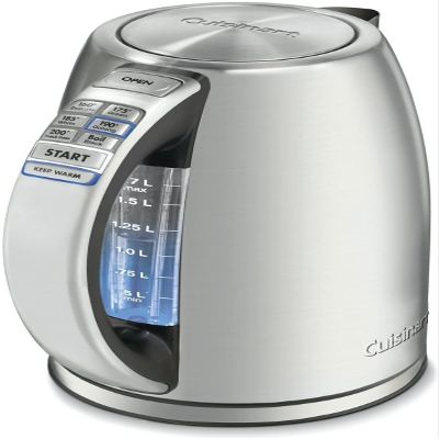 Cuisinart PerfecTemp 1.7-Liter Electric Kettle, Cordless Electric Tea Kettle, 1500W for Fast Heat-Up, 6 Preset Temperatures, 30-Minute Keep Warm, Stay Cool Nonslip Handle, CPK-17P1