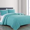 Chezmoi Collection Austin 3-Piece Oversized Bedspread Coverlet Set (King, Turquoise) view 1