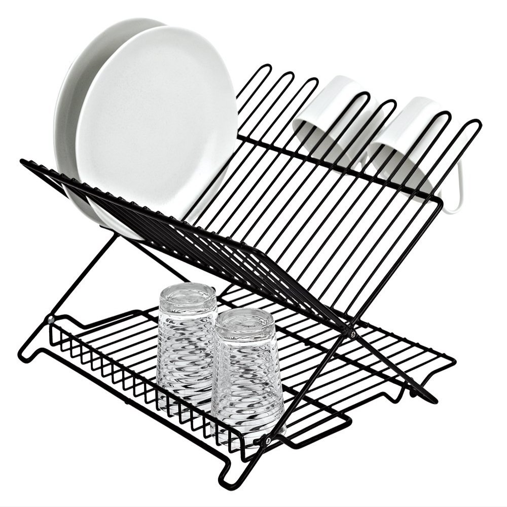 Better Houseware 1483 Junior Folding Dish Rack, Black