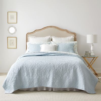 Laura Ashley - King Quilt Set, Reversible Cotton Bedding with Matching Shams, Medium-Weight for Year Round Use, Pre-Washed for Added Softness (Felicity Blue)