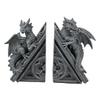Design Toscano Castle Dragon Gothic Decor Decorative Bookend Statues, 8 Inch, Set of Two, Polyresin, Grey Stone view 1
