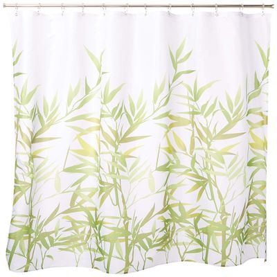 iDesign Anzu Fabric Shower Curtain, Green, 72" x 72"