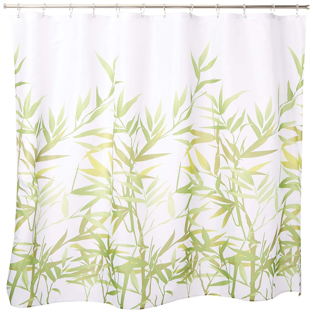 iDesign Anzu Fabric Shower Curtain, Green, 72" x 72"