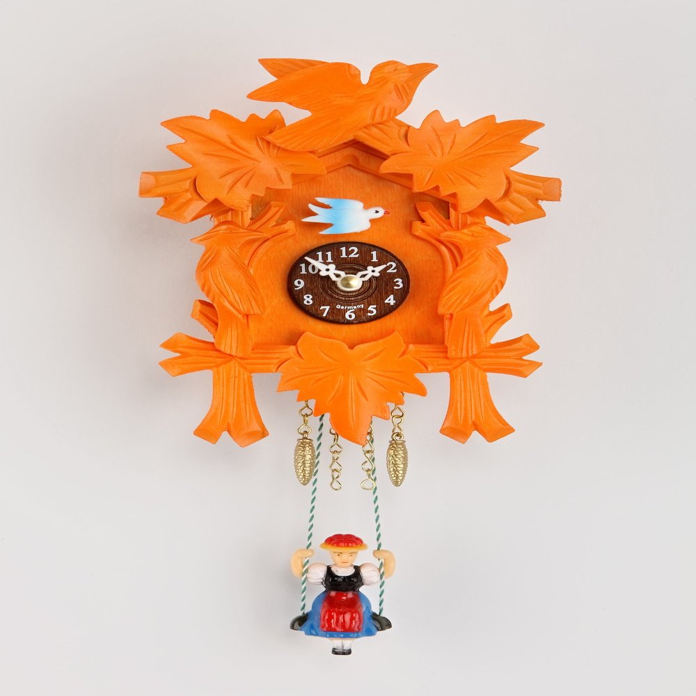 Trenkle Kuckulino Black Forest Clock with Quartz Movement and Cuckoo Chime, Orange TU 2002 SQ Orange