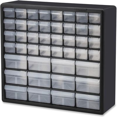 Akro-Mils 44-Drawer Plastic Drawer Storage Cabinet for Garage Organization, Bead Organizer, Building Bricks Storage, Teacher Toolbox, Makeup Organizer, 20" W x 6" D x 16" H, 10144 Black