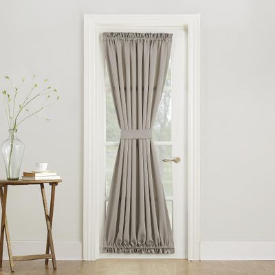 Sun Zero Barrow Energy Efficient Rod Pocket Door Curtain Panel, 54" x 72", Stone