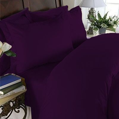 Elegant Comfort Luxurious Wrikle-Resistant Super Silky Soft - 1500 Premier Egyptian 4-Piece Bed Sheet Set, Deep Pocket Up to 16", Queen Purple
