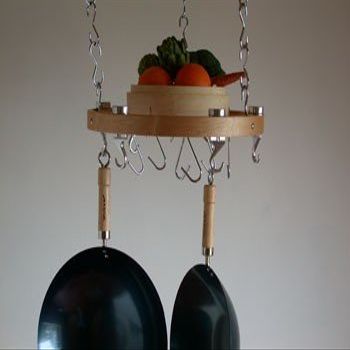 Taylor & Ng Track Ceiling Pot Rack, 17" Diameter, Natural Wood