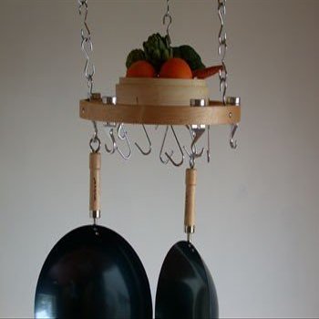 Taylor & Ng Track Ceiling Pot Rack, 17" Diameter, Natural Wood