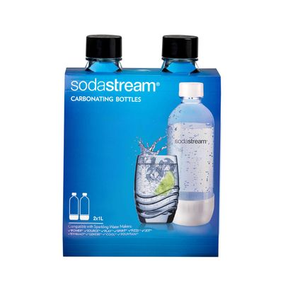 Sodastream 1l Carbonating Bottles- Black (Twin Pack)