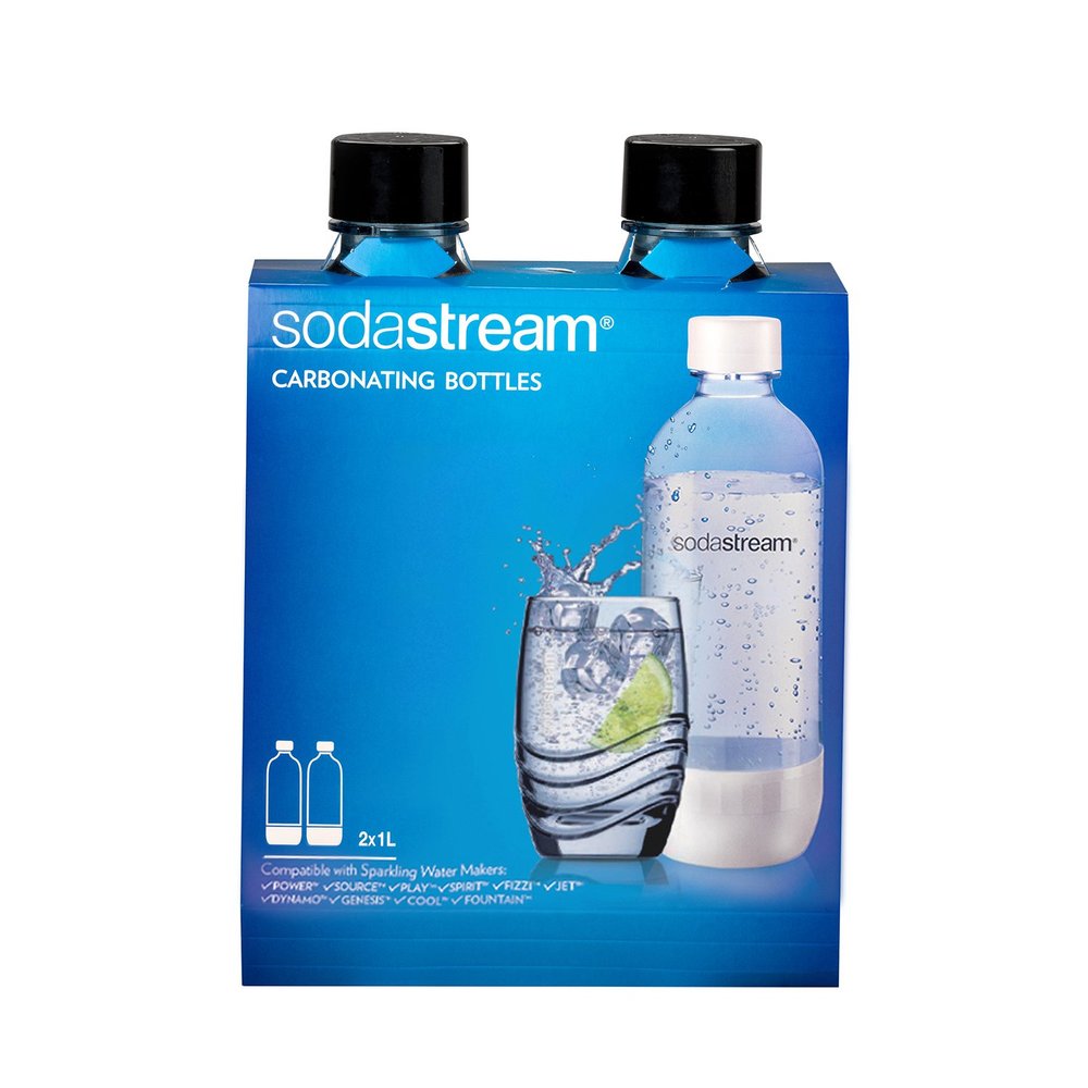 Sodastream 1l Carbonating Bottles- Black (Twin Pack)