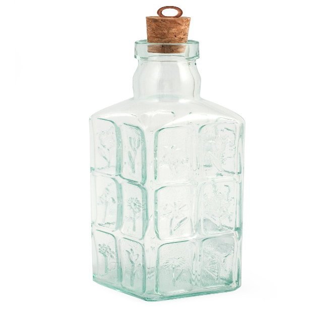 Bormioli Rocco Country Home Fiori Bottle, 18-1/2-Ounce, Clear, Glass