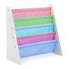 Humble Crew 4-Tier Kids Bookshelf, White Wood/Pastels - Premium Book Shelf for Kids Rooms with Four Deep Pockets - Toddler Sling Book Rack with Deep Sleeves, Nursery Bookcase Organizer view 1