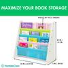 Humble Crew 4-Tier Kids Bookshelf, White Wood/Pastels - Premium Book Shelf for Kids Rooms with Four Deep Pockets - Toddler Sling Book Rack with Deep Sleeves, Nursery Bookcase Organizer view 2