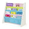 Humble Crew 4-Tier Kids Bookshelf, White Wood/Pastels - Premium Book Shelf for Kids Rooms with Four Deep Pockets - Toddler Sling Book Rack with Deep Sleeves, Nursery Bookcase Organizer view 3