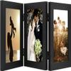 Golden State Art, 5x7 Three Picture Frame Trifold Hinged Photo Frame with 3 Openings, Desk Top Family Picture Collage, with Real Glass (5x7 Triple, Black, 1-Pack) view 1