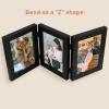 Golden State Art, 5x7 Three Picture Frame Trifold Hinged Photo Frame with 3 Openings, Desk Top Family Picture Collage, with Real Glass (5x7 Triple, Black, 1-Pack) view 4