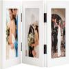 Golden State Art, 4x6 Three Picture Frame Trifold Hinged Photo Frame with 3 Openings, Desk Top Family Picture Collage, with Real Glass (4x6 Triple, White, 1-Pack) view 1