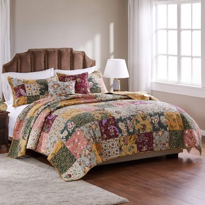 Greenland Home Antique Chic 100% Cotton Authentic Patchwork Quilt Set, 5-Piece King/Cal King