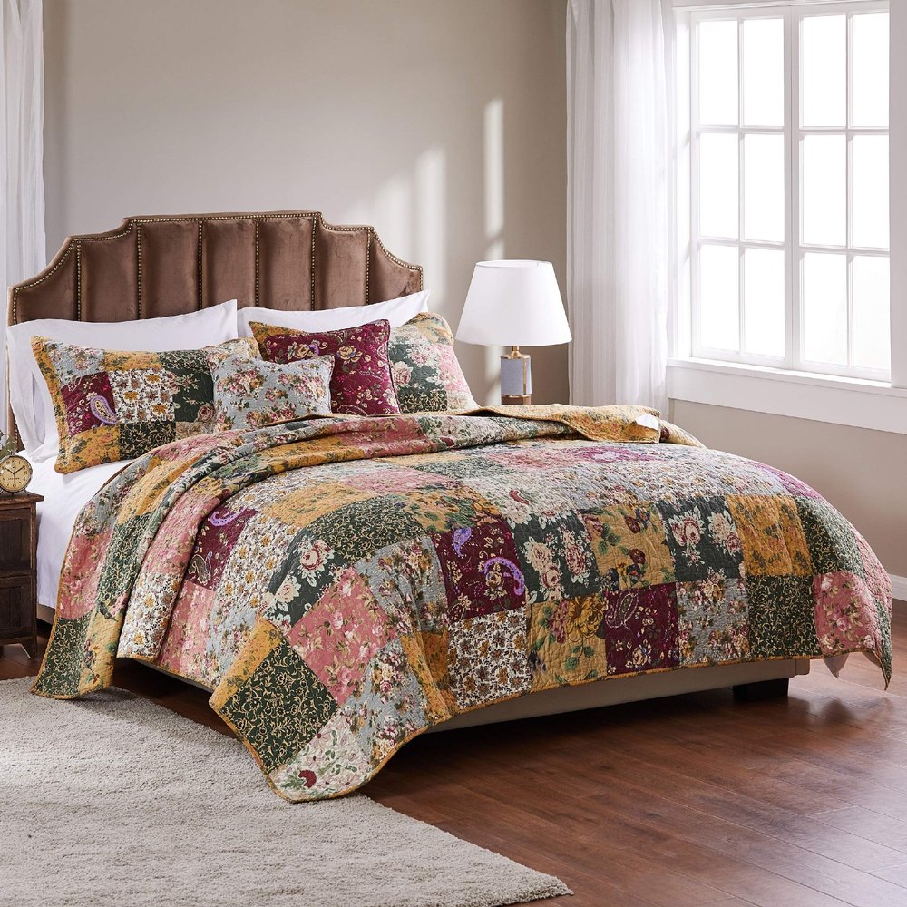 Greenland Home Antique Chic 100% Cotton Authentic Patchwork Quilt Set, 5-Piece King/Cal King