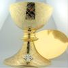 Big 8 1/4" Church Chapel Gold Gilded Priest Celtic Chalice & Paten Pastor Gift view 2