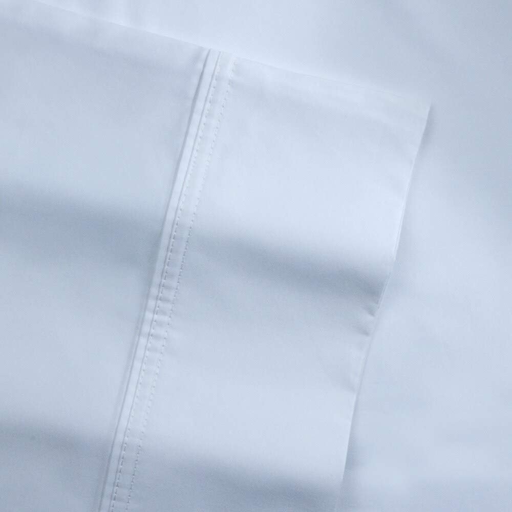 Pointehaven 100% Cotton Sheets King Size, 500 Thread Count Sateen Weave Bed Sheet & Pillowcase Sets, Soft Cotton 4 Piece Bed Sheets Set, Fits Mattress 21 inches Deep Pocket - White