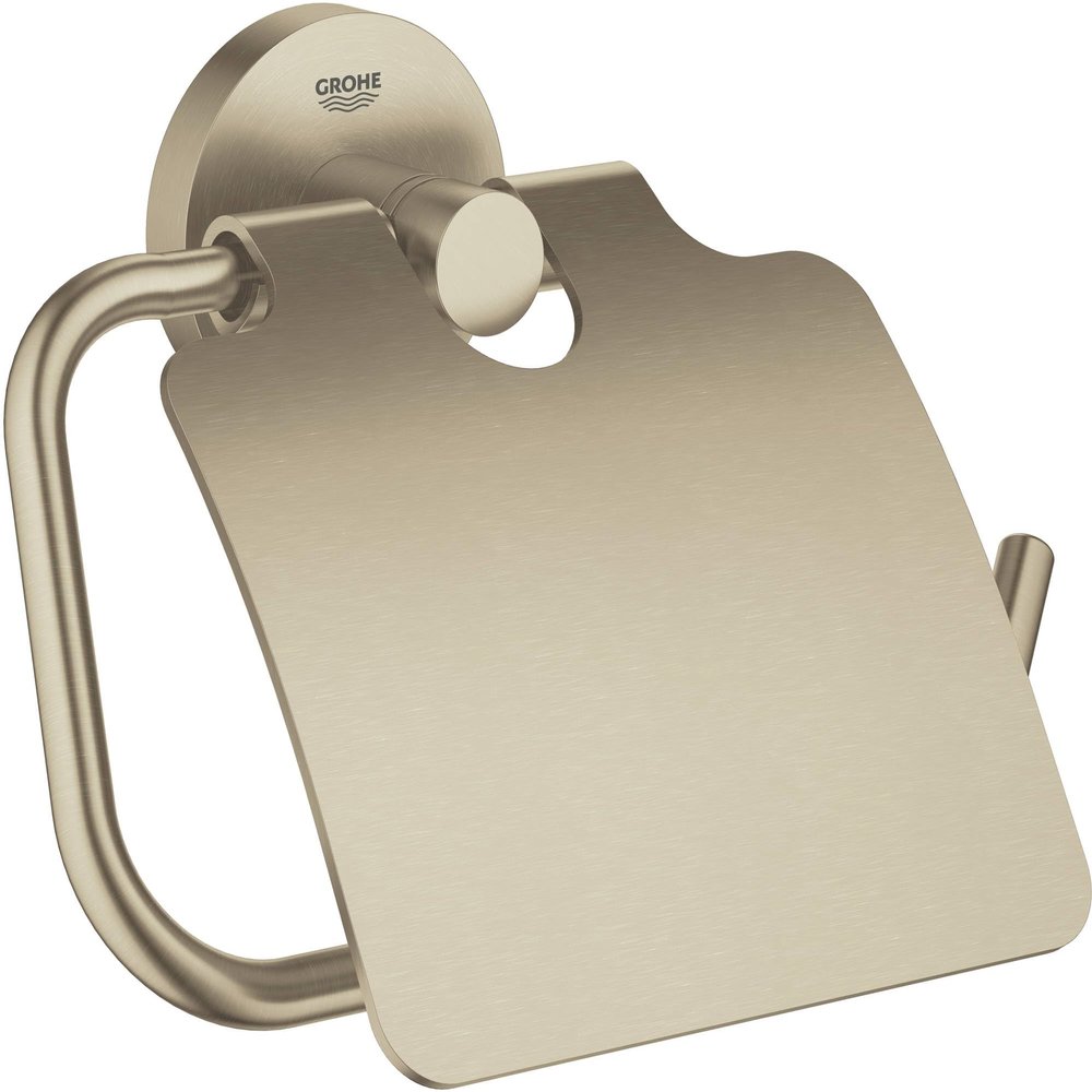 Essentials Toilet Paper Holder With Cover, Brushed Nickel Infinity
