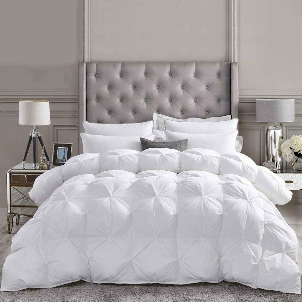 Goose Down Comforter 1500 Thread Count, 100% Egyptian Cotton, Siberian Goose Down, 50oz, King/California King Size, White, Baffle Box Construction