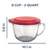 Anchor Hocking Batter Bowl, 2 Quart Glass Mixing Bowl with Red Lid view 2