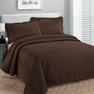Fancy Collection Luxury Bedspread Coverlet Embossed Bed Cover Solid Coffee New Over Size 100"x106" Full/Queen