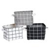 FocuH Stylish Storage Basket Cotton and Linen Fabric Mini Storage Cubes Nursery Storage Baskets with Handles for Shelves & Desks (Set of 3) view 1