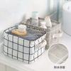 FocuH Stylish Storage Basket Cotton and Linen Fabric Mini Storage Cubes Nursery Storage Baskets with Handles for Shelves & Desks (Set of 3) view 3