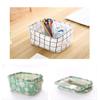 FocuH Stylish Storage Basket Cotton and Linen Fabric Mini Storage Cubes Nursery Storage Baskets with Handles for Shelves & Desks (Set of 3) view 4