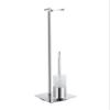 Smedbo FK322 Toilet Roll Holder (Freestanding)/Toilet Brush With Frosted Glass Container, Polished Chrome/Frosted Glass view 1