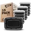 Freshware Meal Prep Containers 15 Count (Pack of 1) Compartment Food Storage Containers with Lids, Bento Box, BPA Free, Stackable, Microwave/Dishwasher/Freezer Safe (28 oz) (Color May Vary) view 1