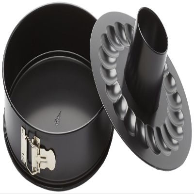 Patisse Round Springform Bundt Pan with 2 Interchangable Bottoms 9-1/2" or 24 cm in Diameter Nonstick Black Color Classique Series