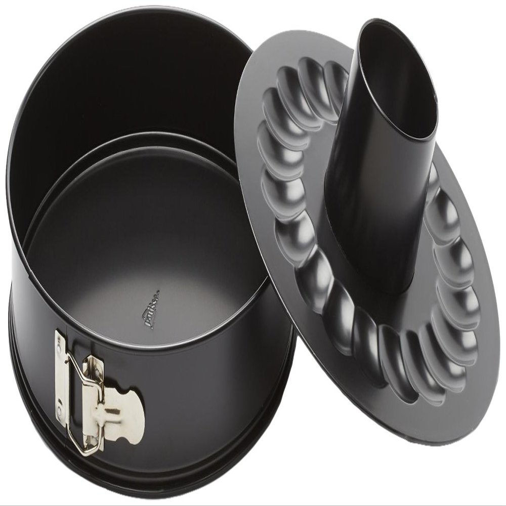 Patisse Round Springform Bundt Pan with 2 Interchangable Bottoms 9-1/2" or 24 cm in Diameter Nonstick Black Color Classique Series