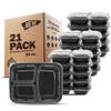 Freshware Meal Prep Containers [21 Pack] 3 Compartment with Lids, Food Storage Containers, Bento Box, Stackable, Microwave/Dishwasher/Freezer Safe (24 oz) view 1