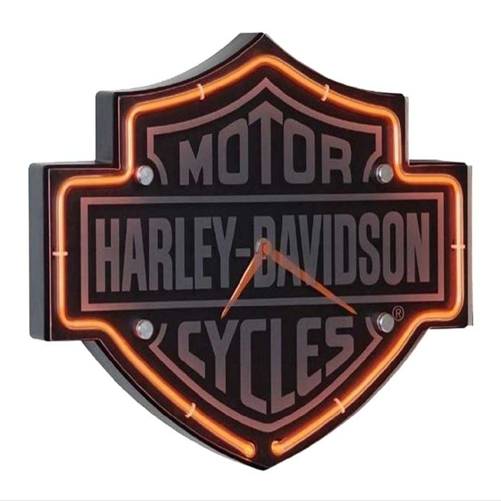 Harley-Davidson Etched Bar & Shield Shaped Neon Clock