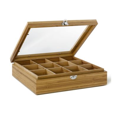 Bredemeijer 12 Compartment Tea Box Made of Bamboo with Windows