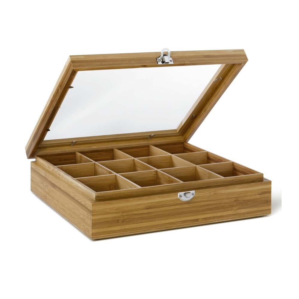 Bredemeijer 12 Compartment Tea Box Made of Bamboo with Windows