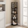 Furinno TURN-N-TUBE Corner Shelf, 5-Tier Corner Bookshelf, Open Storage Shelves, for Organization and Storage, Living Room, Home Office, Garage, Bedroom, Espresso view 2